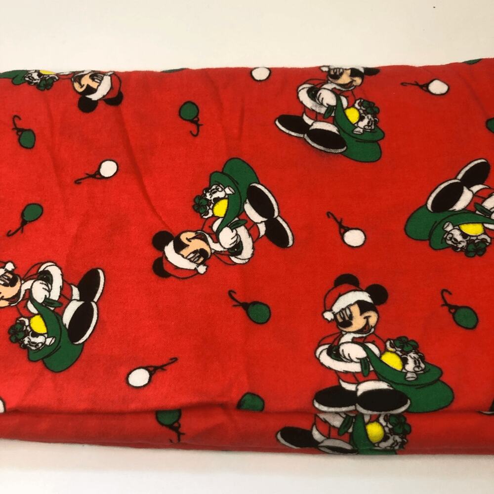 vtg christmas mickey mouse cotton fabric‎ red 3 yards X 44 inches crafts sewing